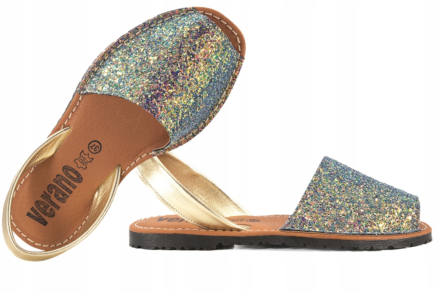 Verano 2275 Dámské Sandály Španělská Kůže/brokát iris Vícebarevný 38