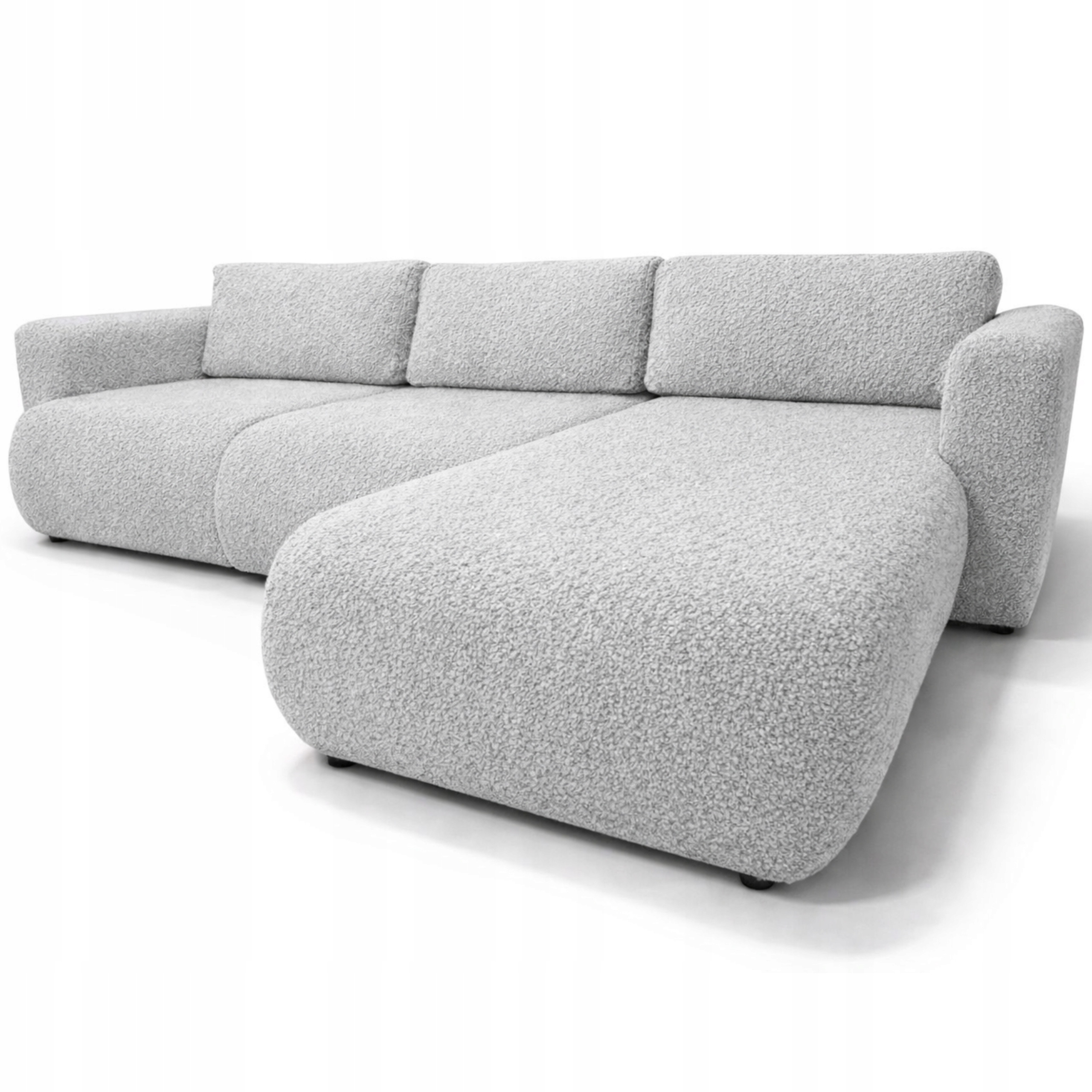 Rohová Sedací Souprava Rozkládací S Funkcí Spaní Rohová Sedačka Lambert Boucle Pravý Šedý