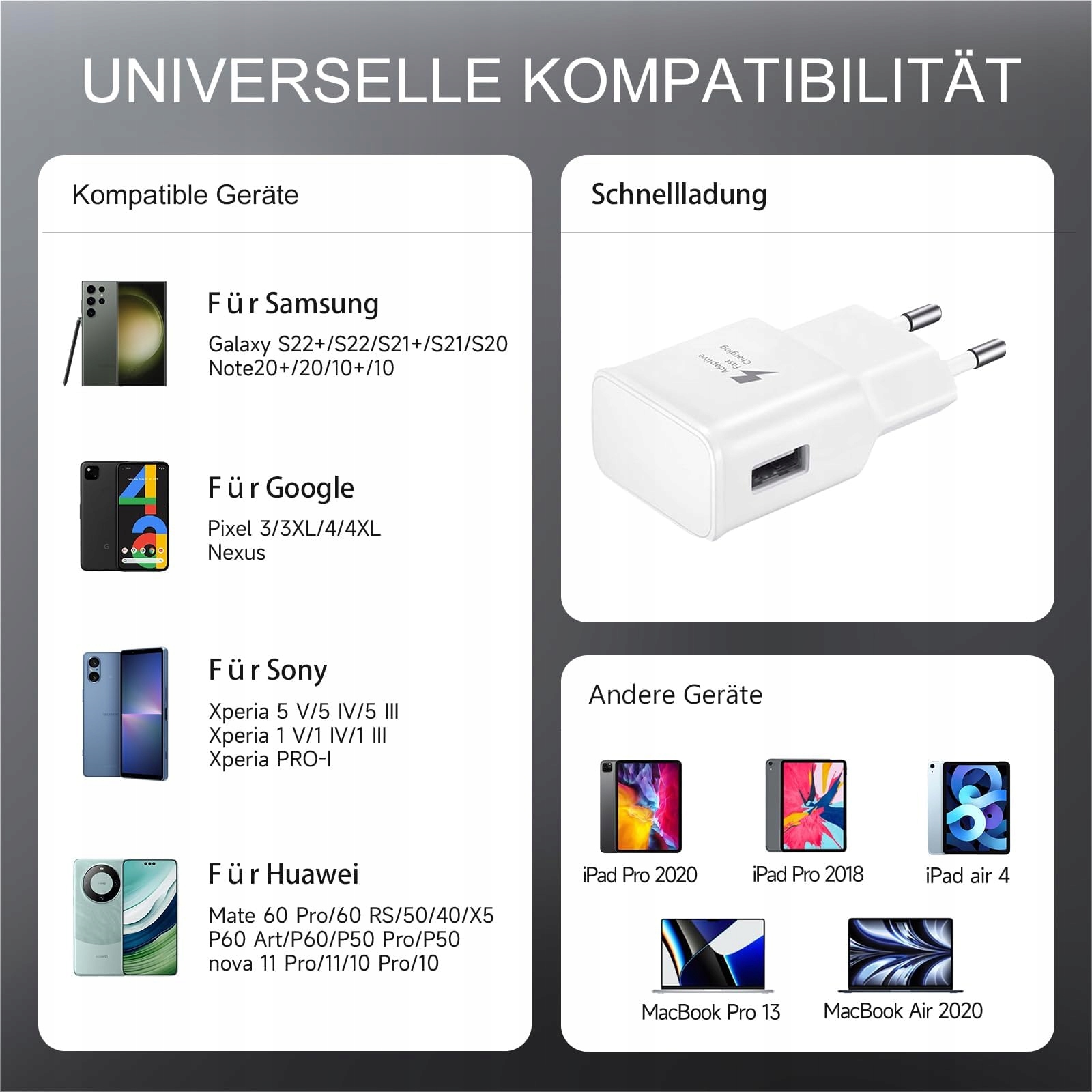 Samneer Ładowarka USB Szybkie Ładowanie Z Kablem USB C Do Androidów Galaxy — miniatura 5