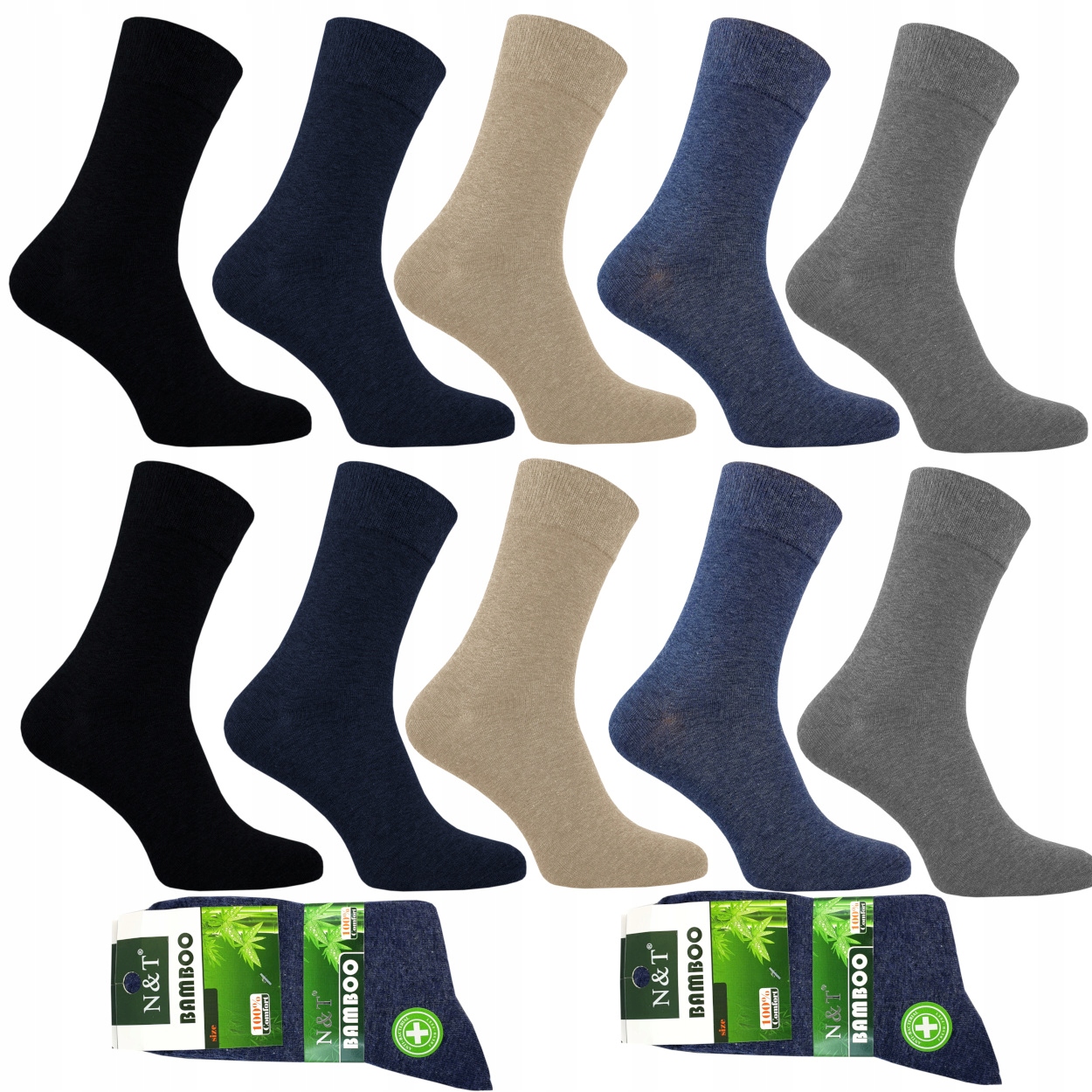 

10 Par Bambusowe Skarpety Męskie Klasyczne Stylowe