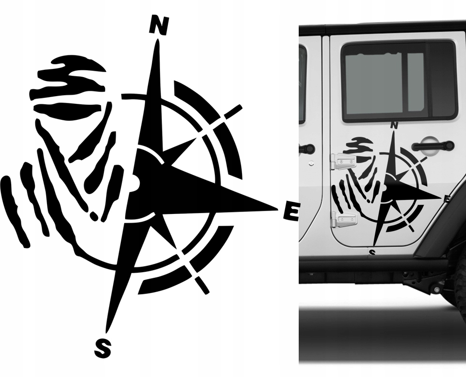 NAKLEJKA na samochód JEEP RÓŻA WIATRÓW 49x43