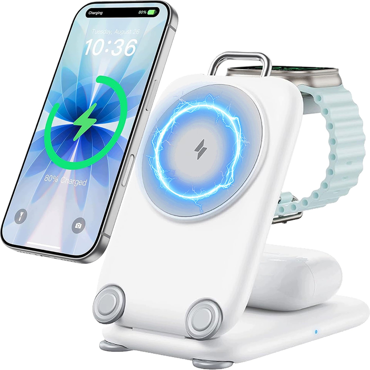 Bezdrátová Nabíjecí Stanice 3v1 pro Apple iPhone, Apple Watch a AirPods