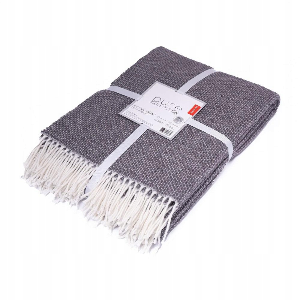 Akrylová bavlněná deka 200x220 šedá s třásněmi jacquard