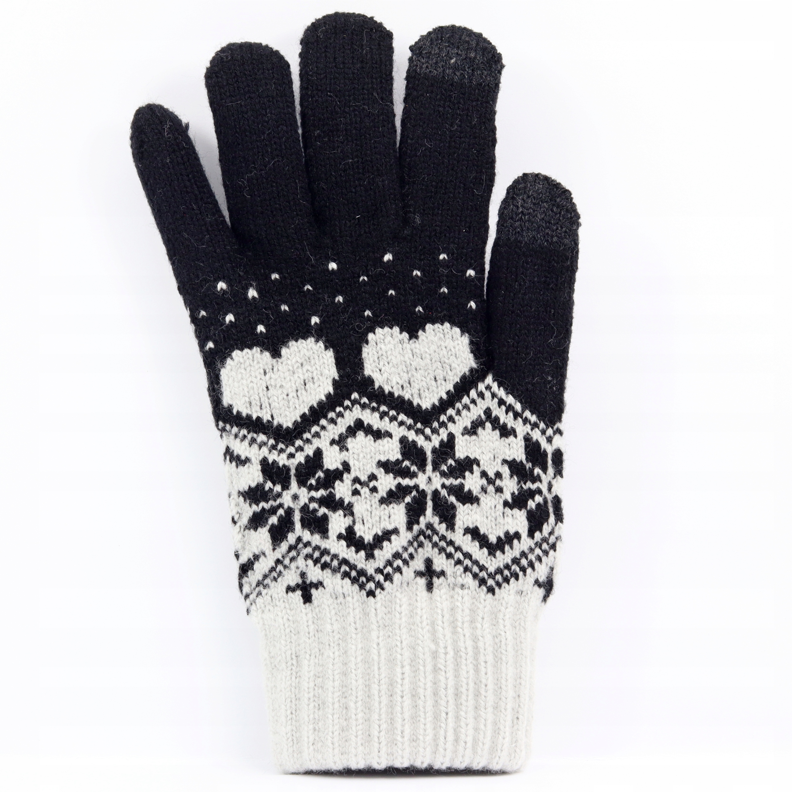 10-15 lat DO SMARTFONÓW Rękawiczki Dotykowe 18 cm Czarne Żakardowe 153 b Marka Inna marka