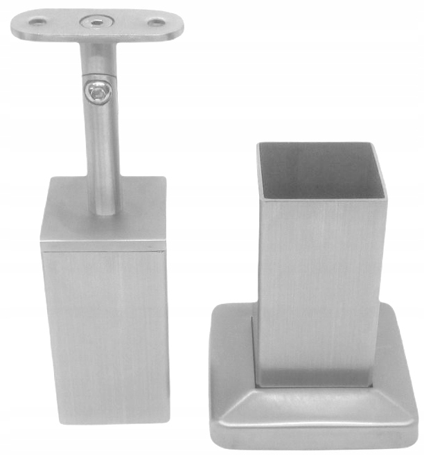 Kování 50X50 MM, Ploché Madlo, Aisi 304, Výbrus, Nerezová Základna Sloupku