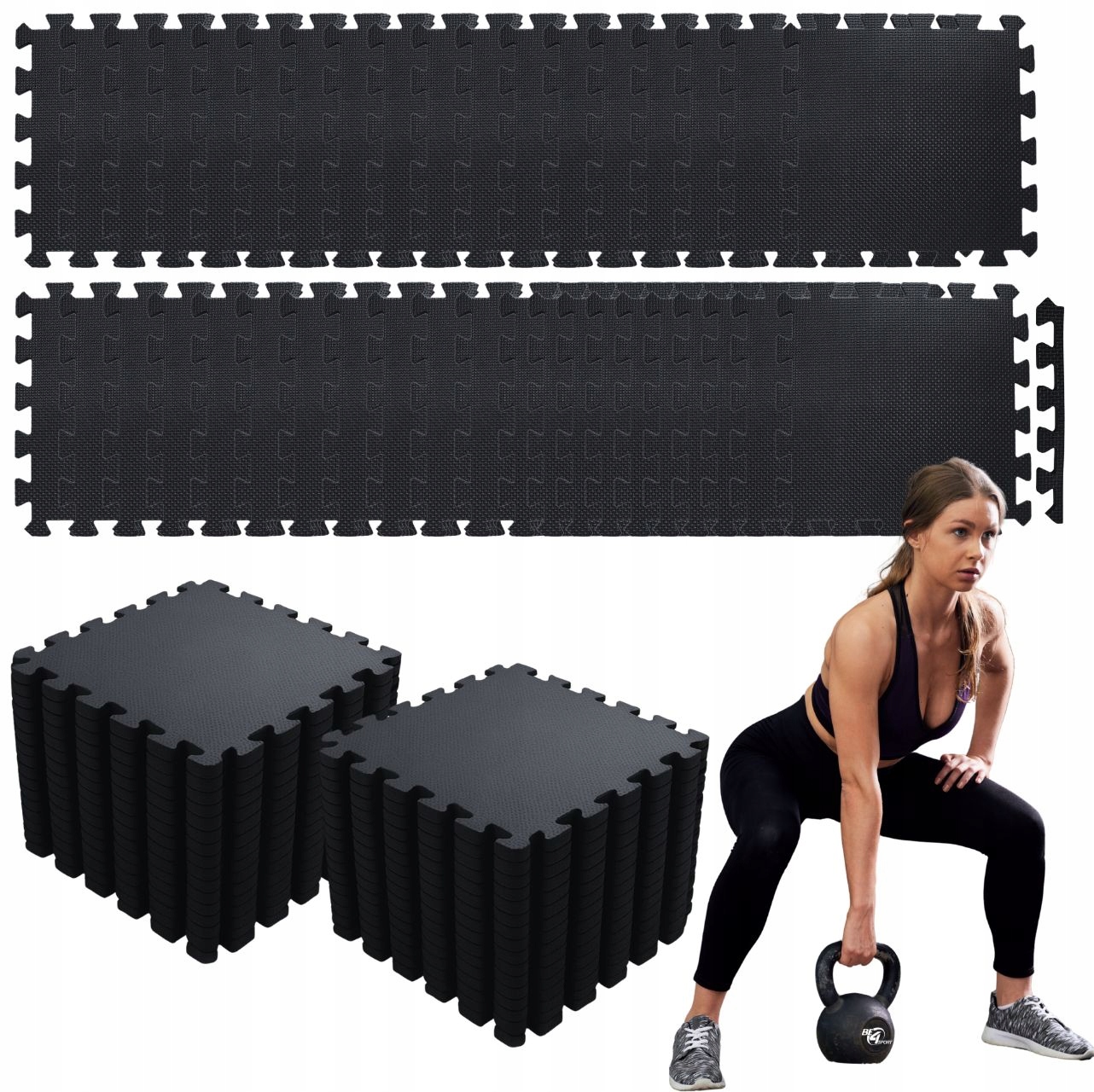 Mata Puzzle Piankowa Gruba XXL Pod Sprzęt Do Ćwiczeń Ochronna 48 szt.