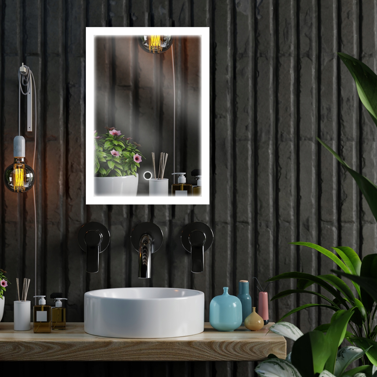 LUSTRO LED 40x80 Z WŁĄCZNIKIEM DOTYKOWYM ATENA Szerokość 400 mm