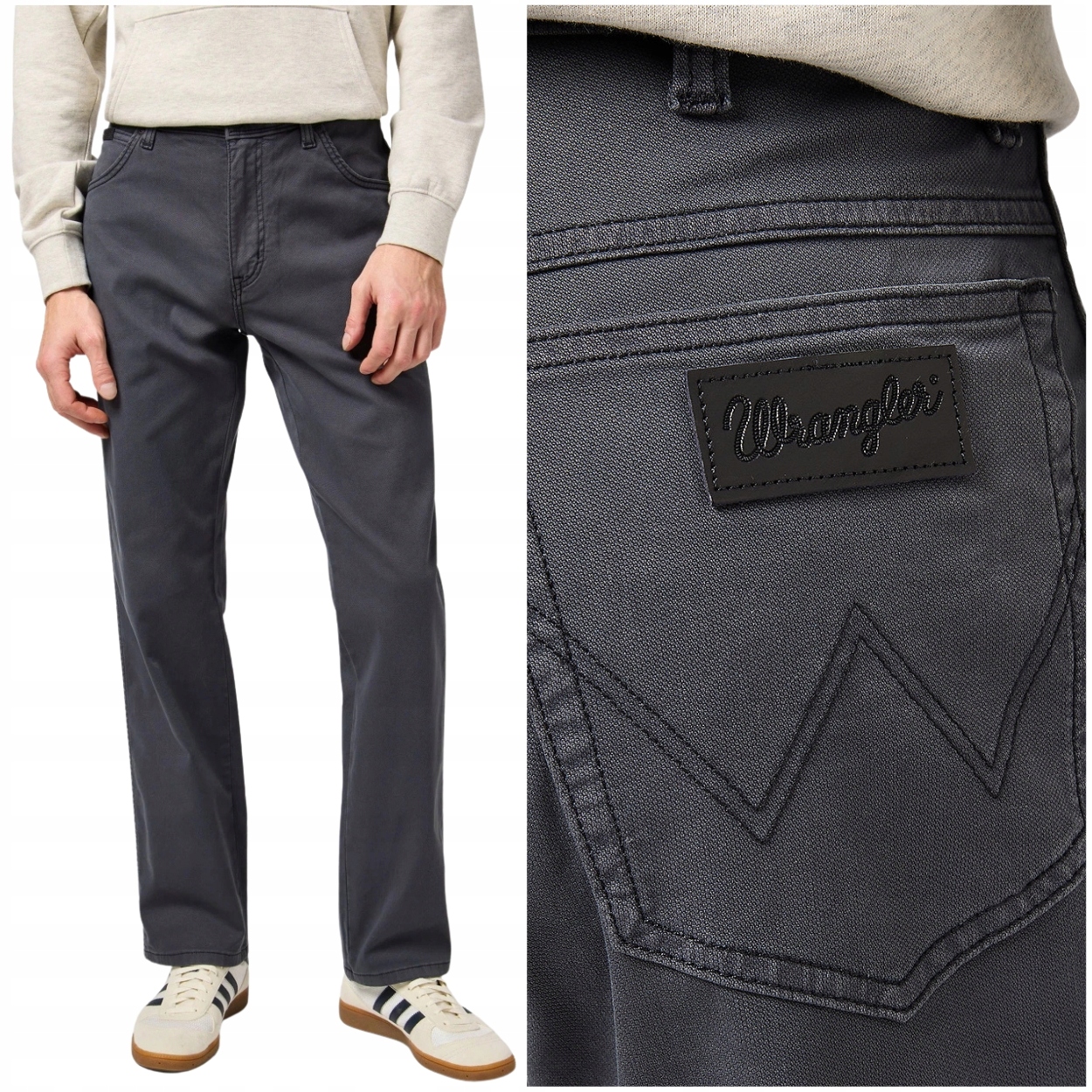 Wrangler Texas Black klasické černé jednoduché látkové kalhoty W38 L30