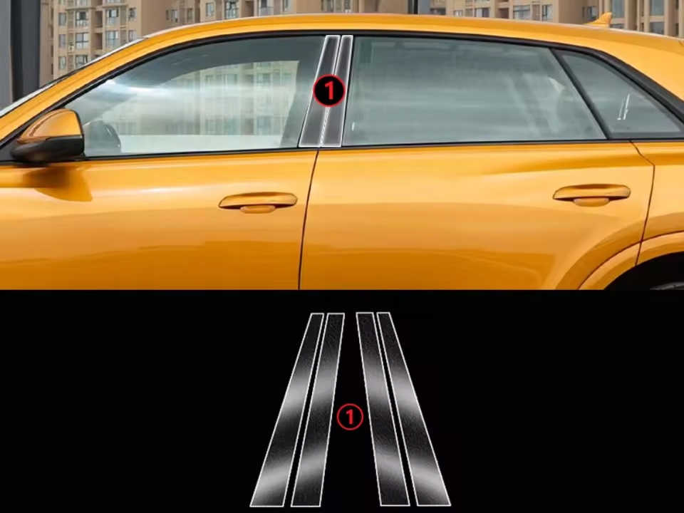 Fólie Ppf Vnější sloupky Piano Black Audi Q8 2021-2024 Formatki