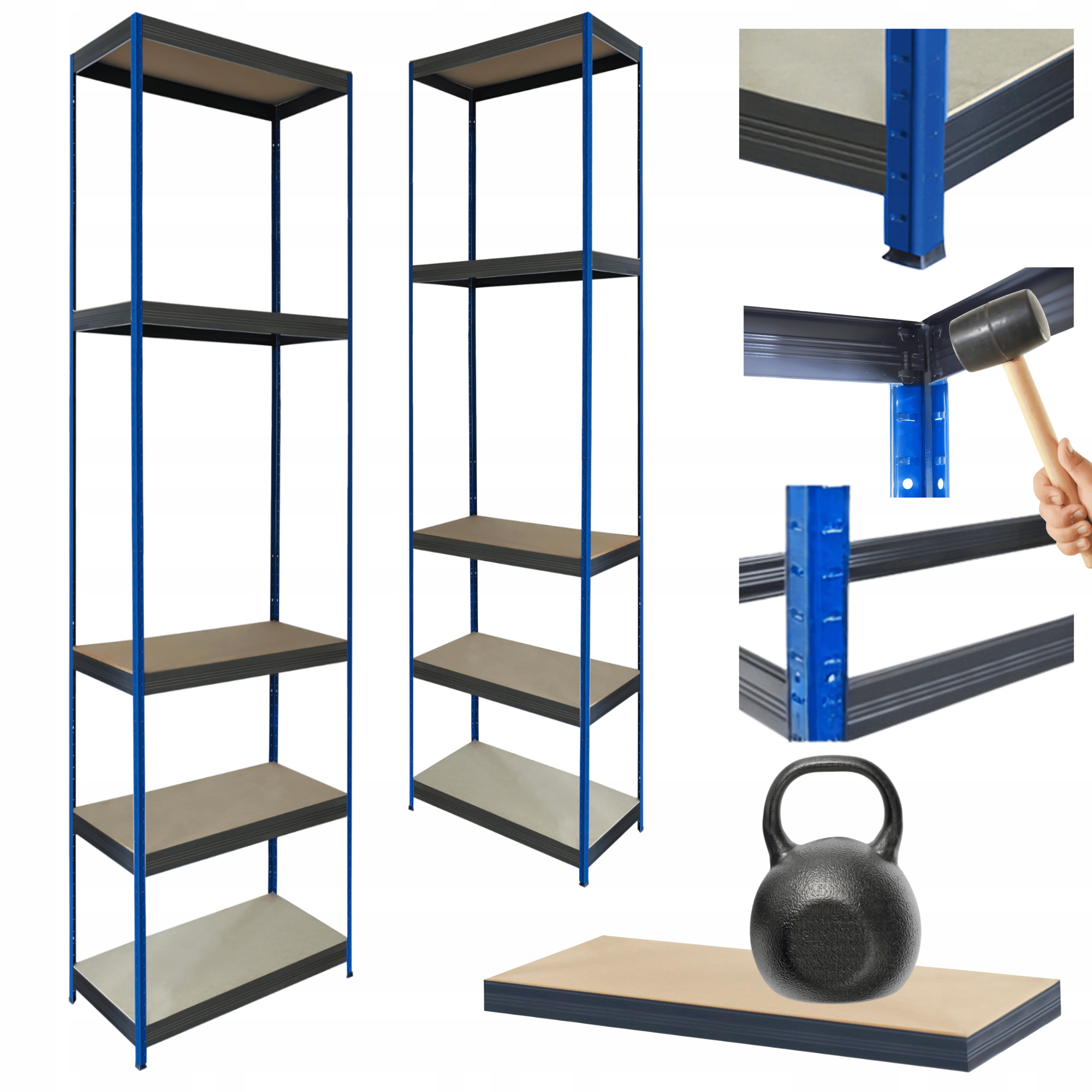 Kovový skladový regál Helios 196x40x40 cm 5Px175 kg Poľský Trvanlivý