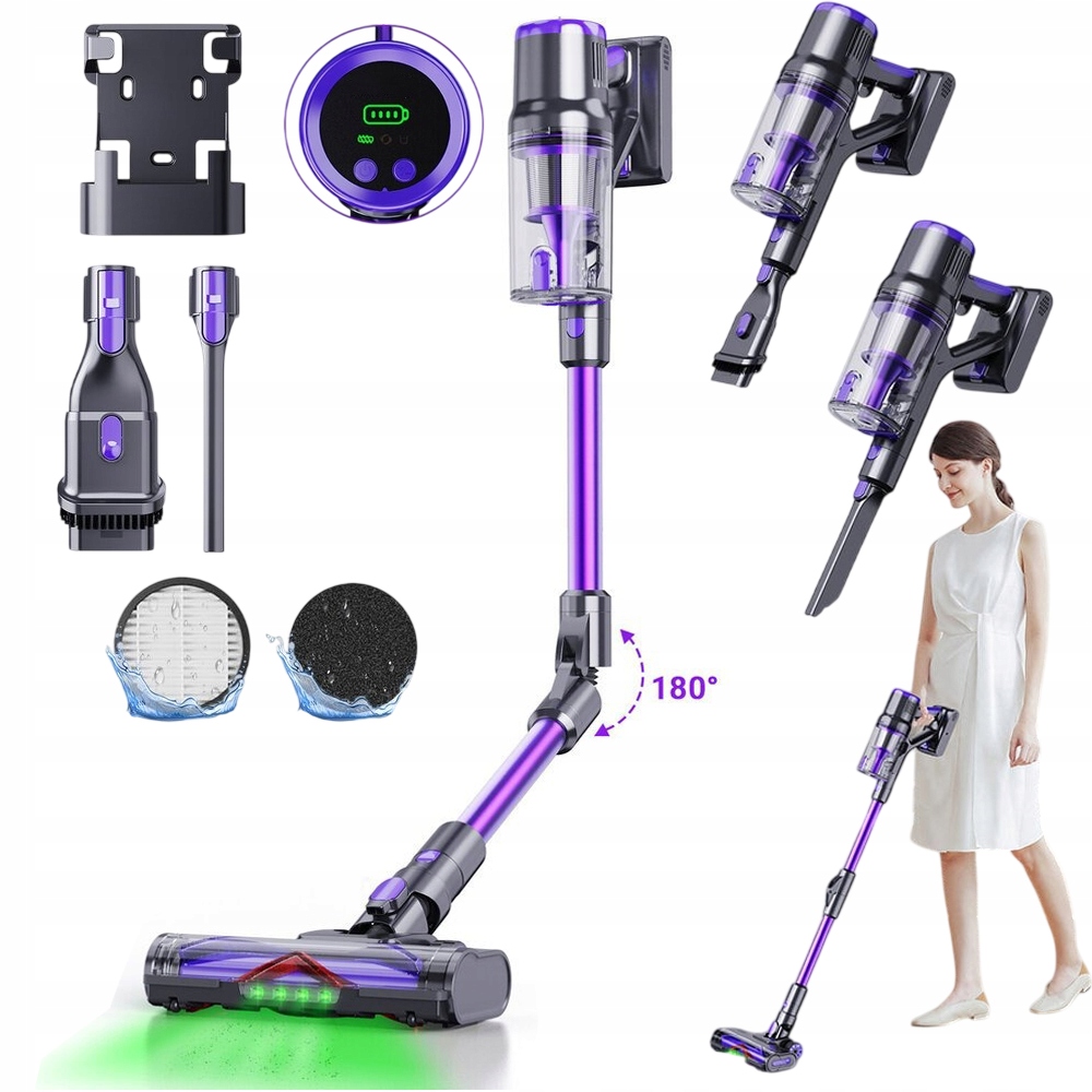 Mocny Bezprzewodowy Pionowy Odkurzacz Led Domu 550W 50KPA Blossom DSV112A