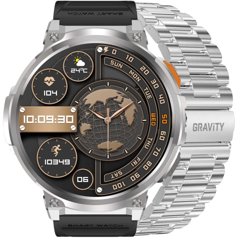 Pánsky Smartwatch Gravity GT23-2 Čierny S Sms Rozhovormi Baterka Sms Sada