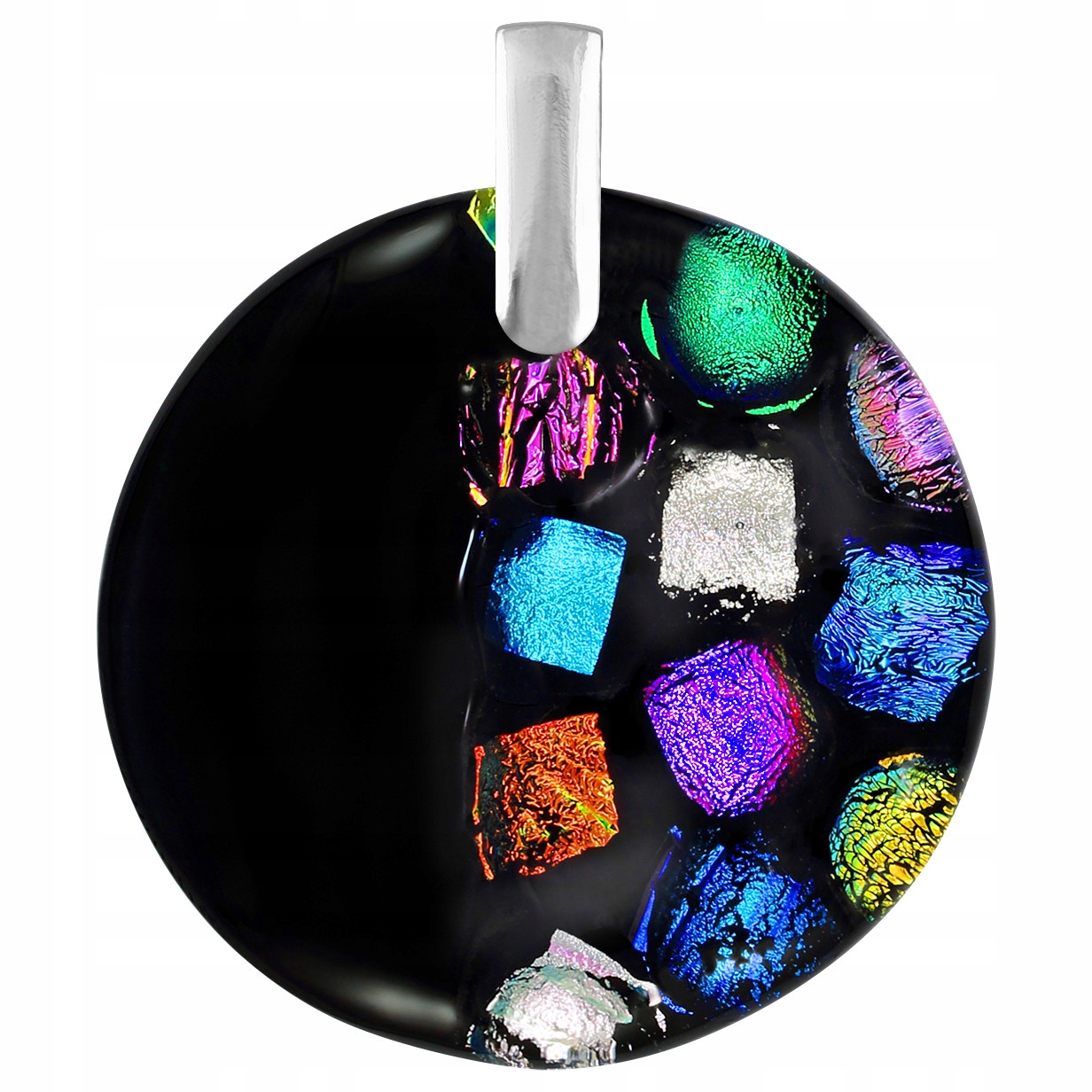 Dámský vícebarevný přívěsek Harf sklo murano kolečko