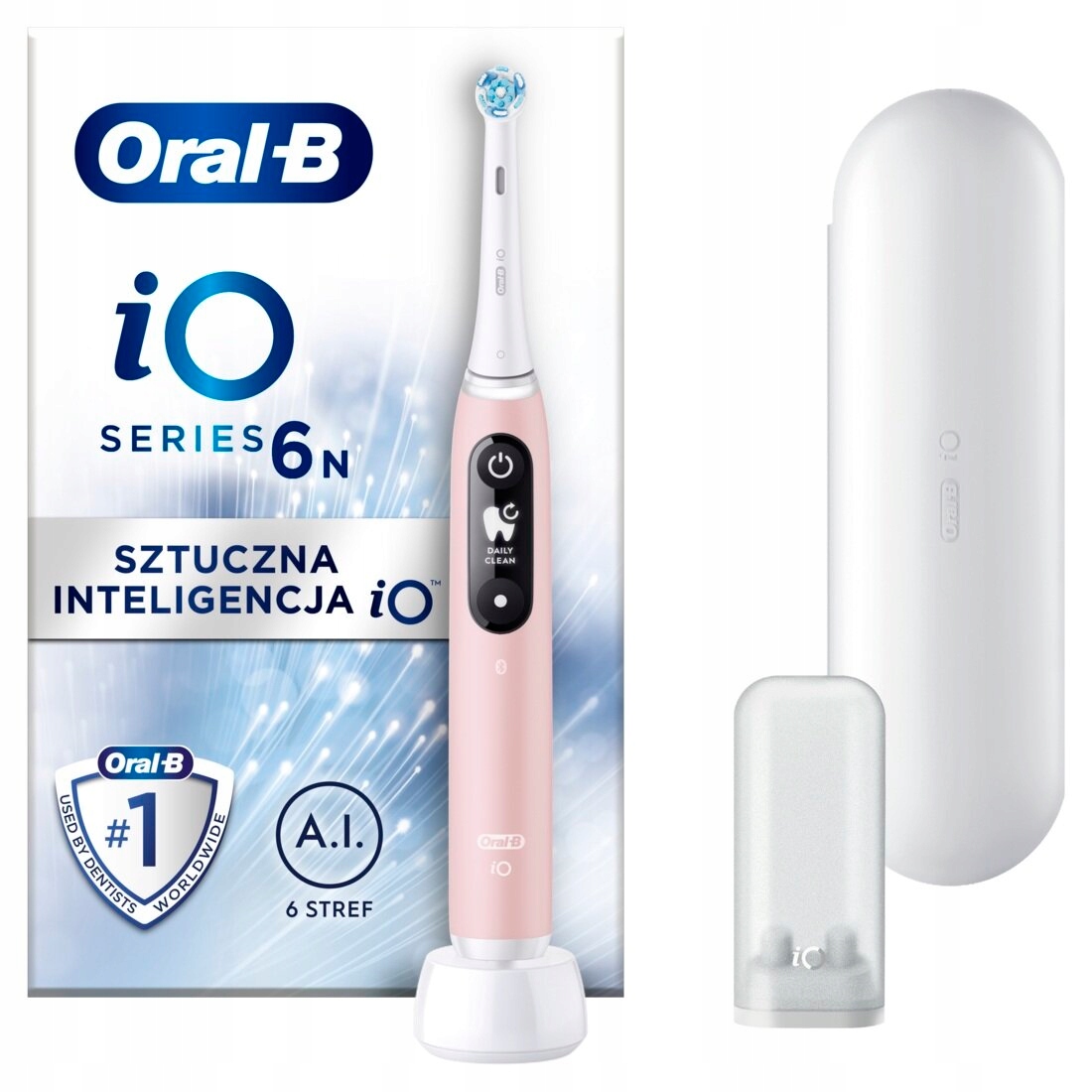 Oral-B iO Series 6 szczoteczka elektryczna magnetyczna kolor różowy z etui