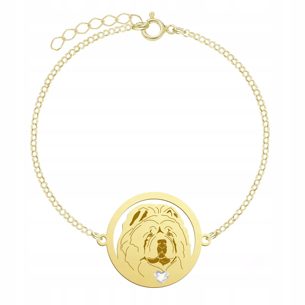 Zlatý náramek s motivem Chow chow 925 Šperky Dárek Žena Gravírování Bonus