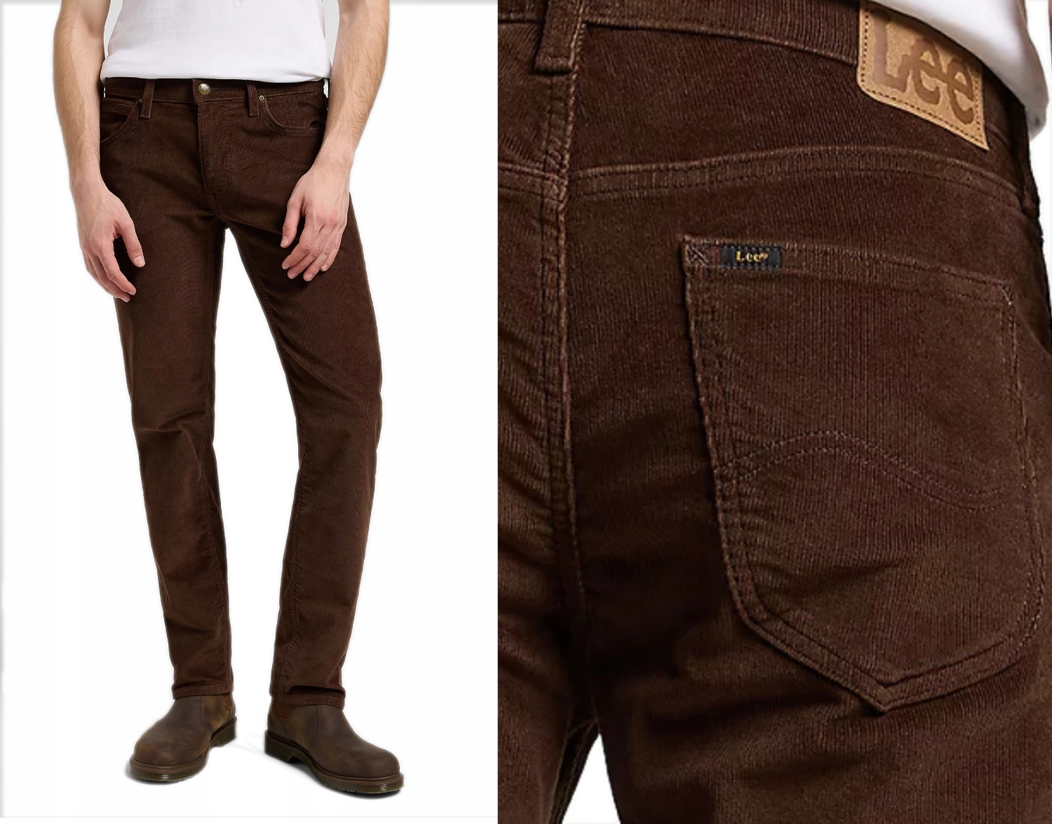 Lee Daren pánské manšestrové hnědé jednoduché džínové kalhoty Arabica W38 L32