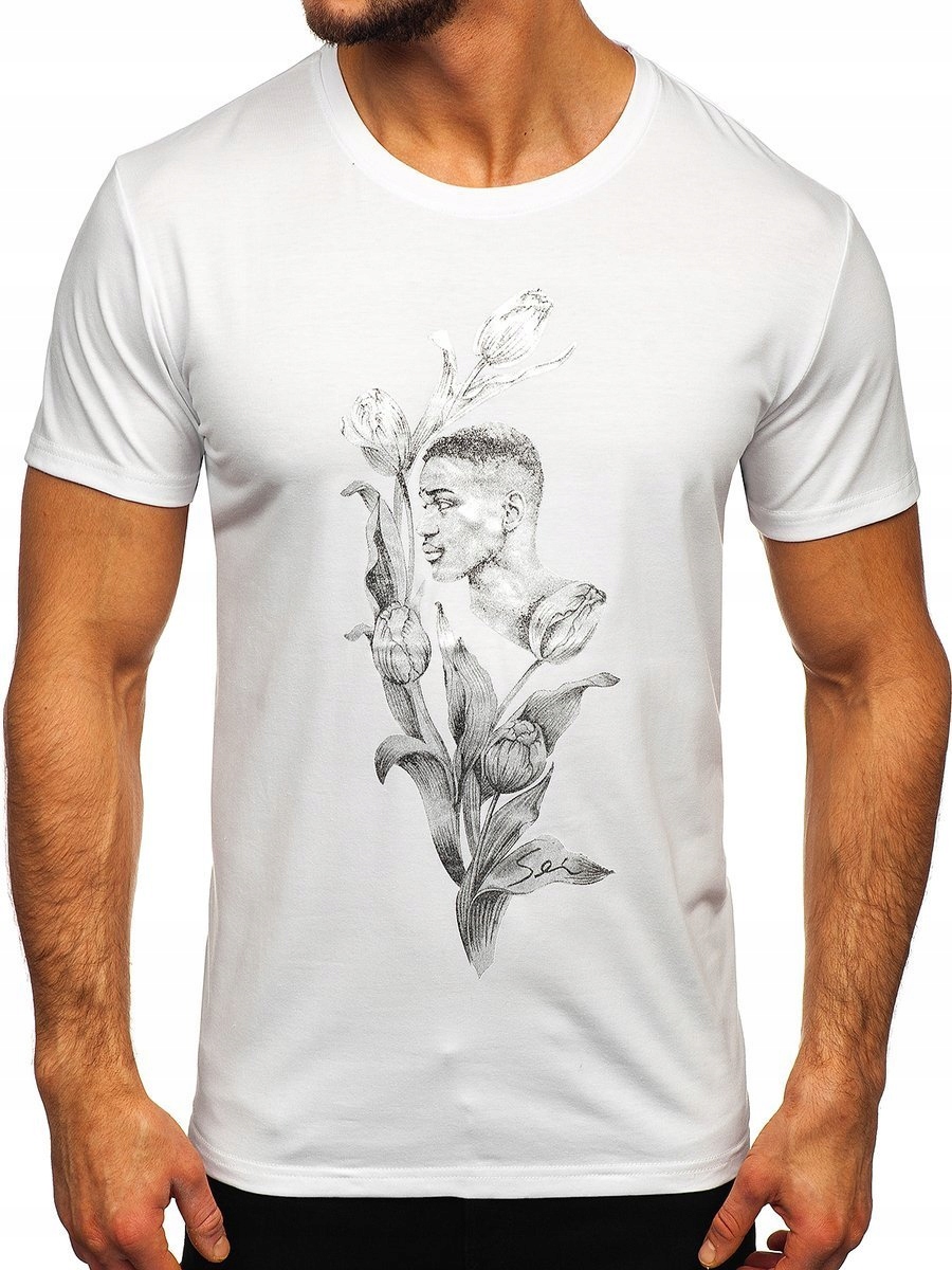 

T-shirt Męski Z Nadrukiem Biały Y70052 Denley_xl