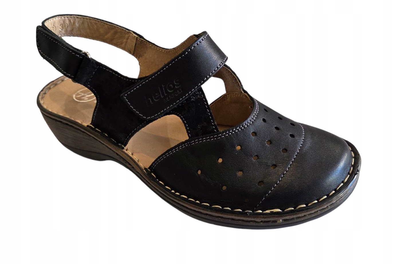 Helios Komfort Sandály 150 Kožené Černé Zakryté Prsty vel. 41 Tuhost G