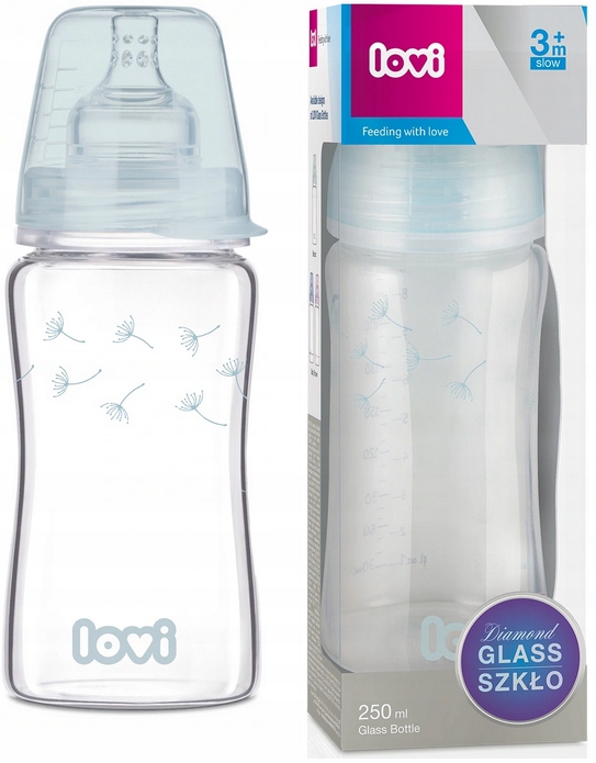 LOVI BUTELKA SZKLANA DIAMOND GLASS 250ml + SMOCZEK