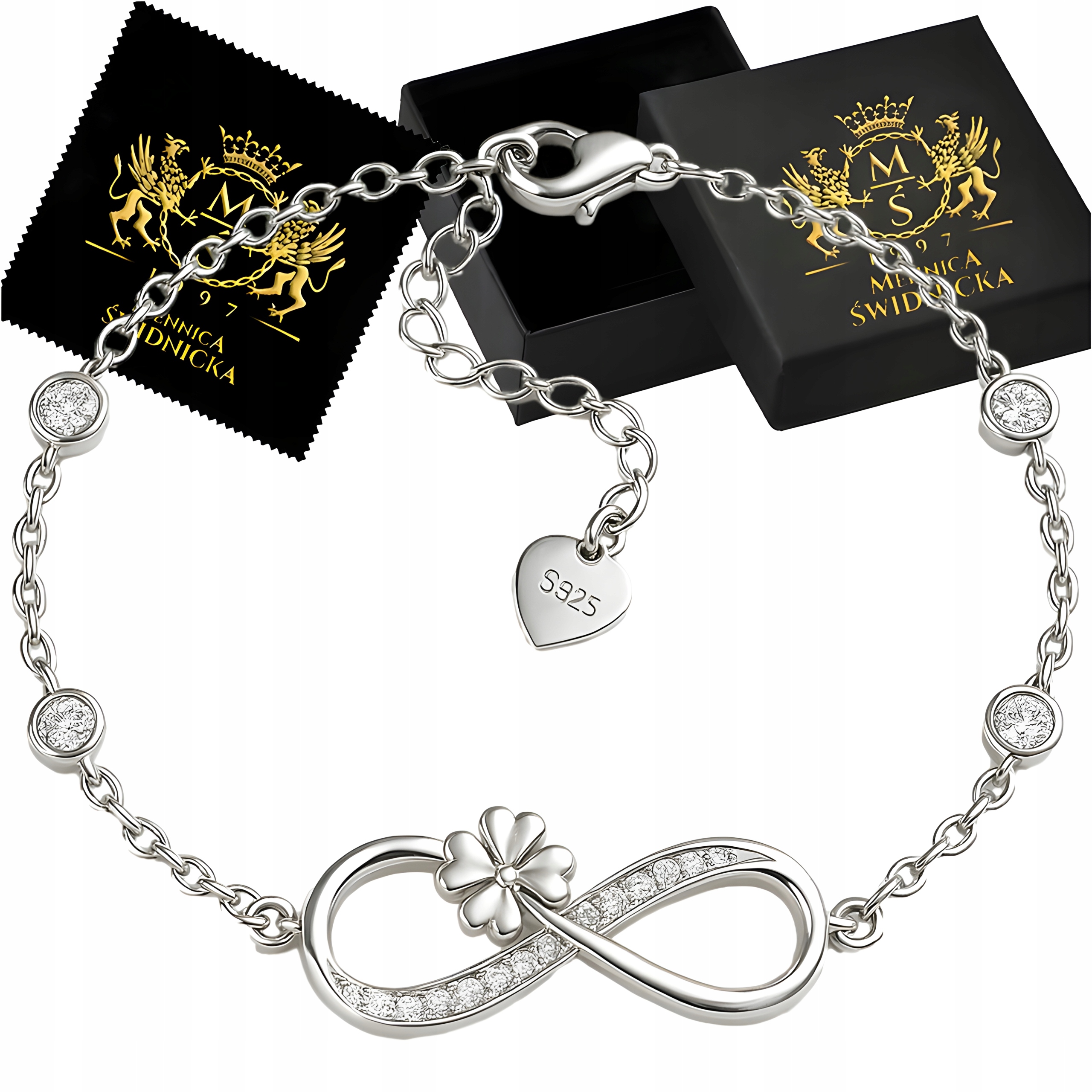 Stříbrné šperky Stříbrný náramek 925 Zirkony Dárek k Narozeninám