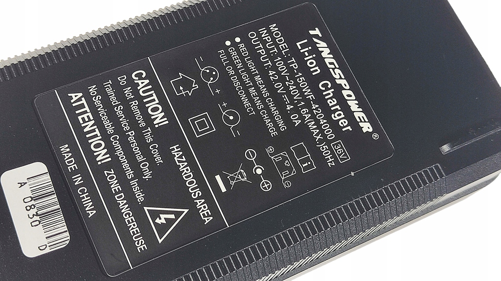 Bezpieczne i Szybkie Ładowanie Twojego e-roweru. 42V (36V) 4A. WTYK RCA EAN (GTIN) 6914157739291