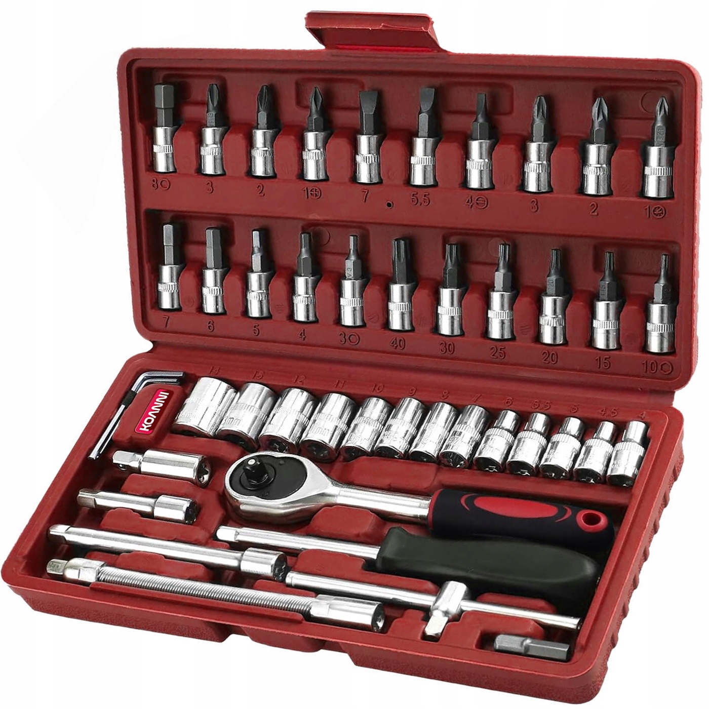 Duży Zestaw Kluczy Nasadowych Narzędzi Klucze Nasadowe 46 Elementów Torx