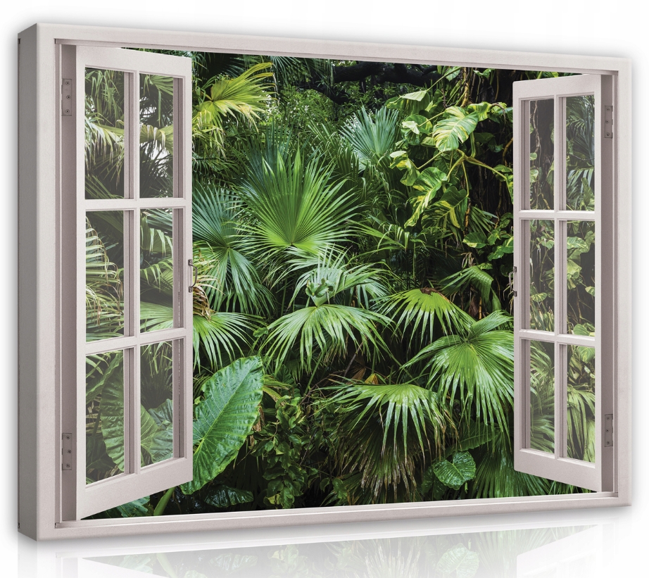 Obraz 120x80 Tropy džungle okno pohled příroda zeleň exotika