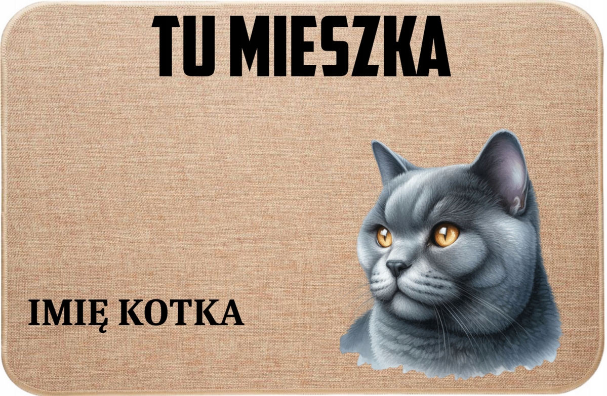 Lněná Vstupní Rohožka S Kočkou Tady Bydlí Jméno Kočky Pěkný Dárek