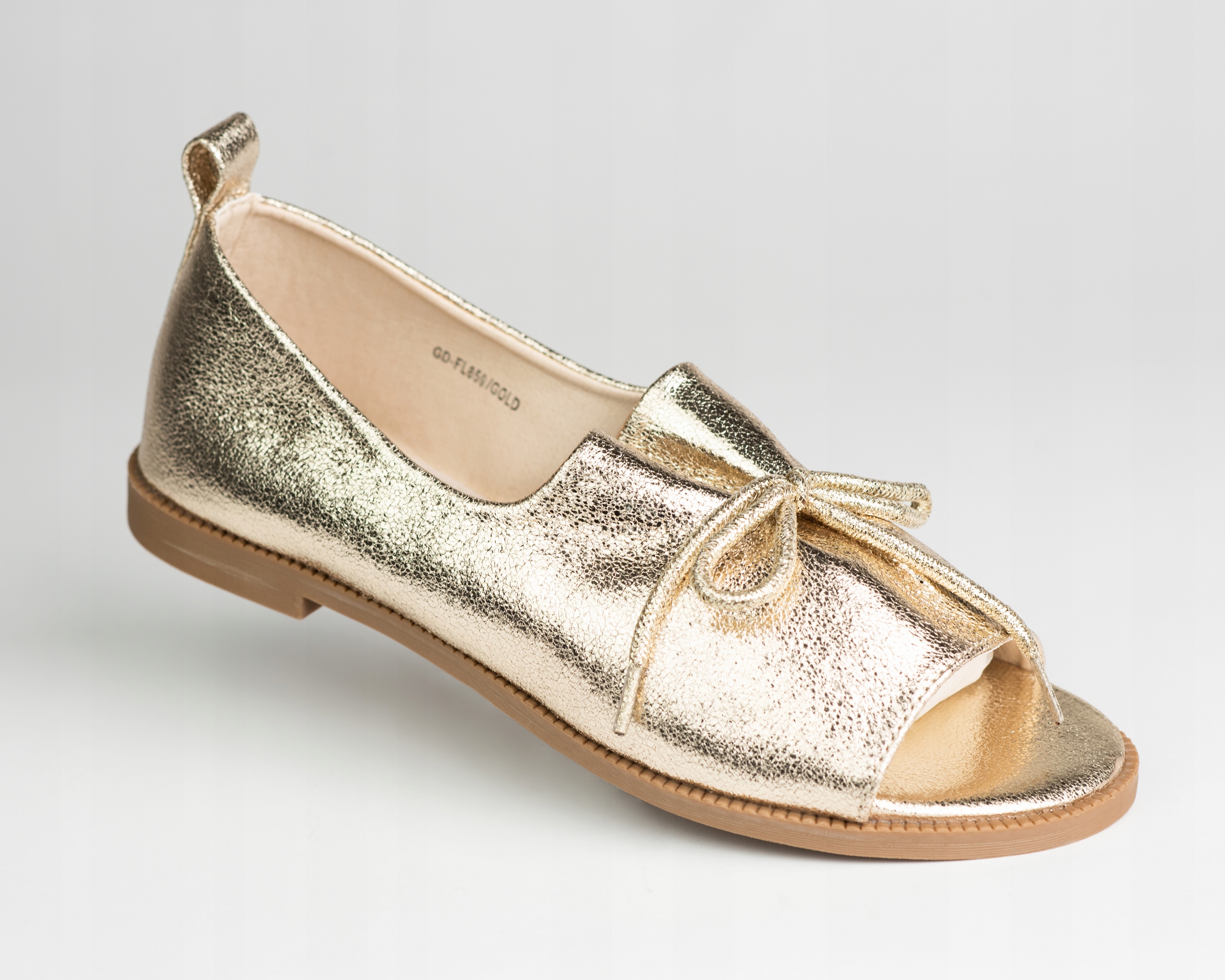 Sandały damskie półbuty Goodin GD-FL859 skóra eko złote lekkie wsuwane 39