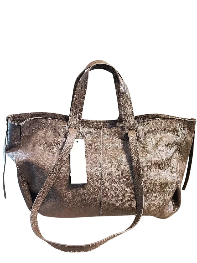 Laura Biaggi kožená shopper taška taupe