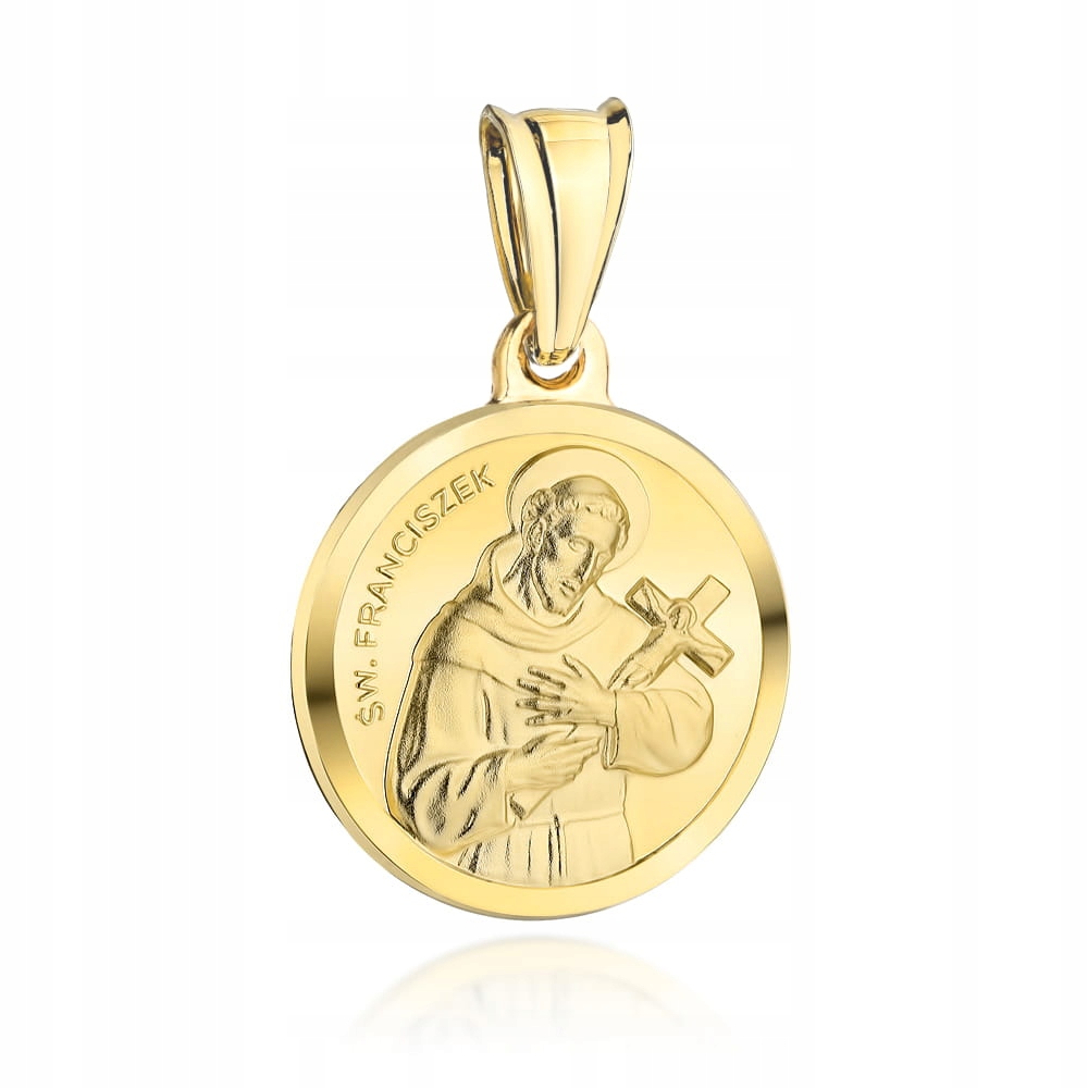 Medailon Zlatý svatý František 585 3.27 g 19 mm Památka křest Svaté Přijímání