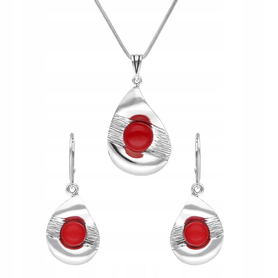 Komplet s korálem stříbro