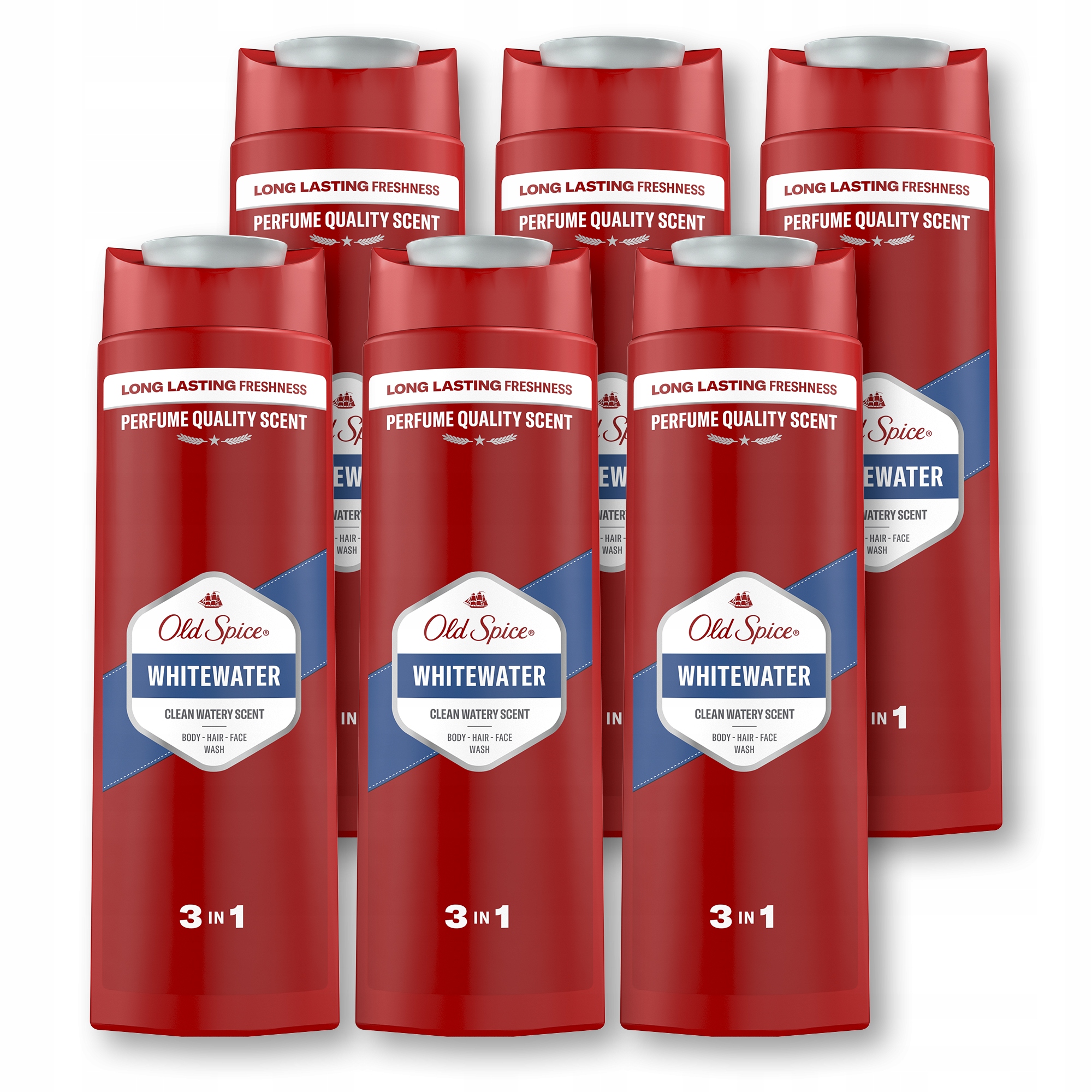 Old Spice Whitewater Żel męski pod prysznic i szampon 3w1, 6 x 400ml