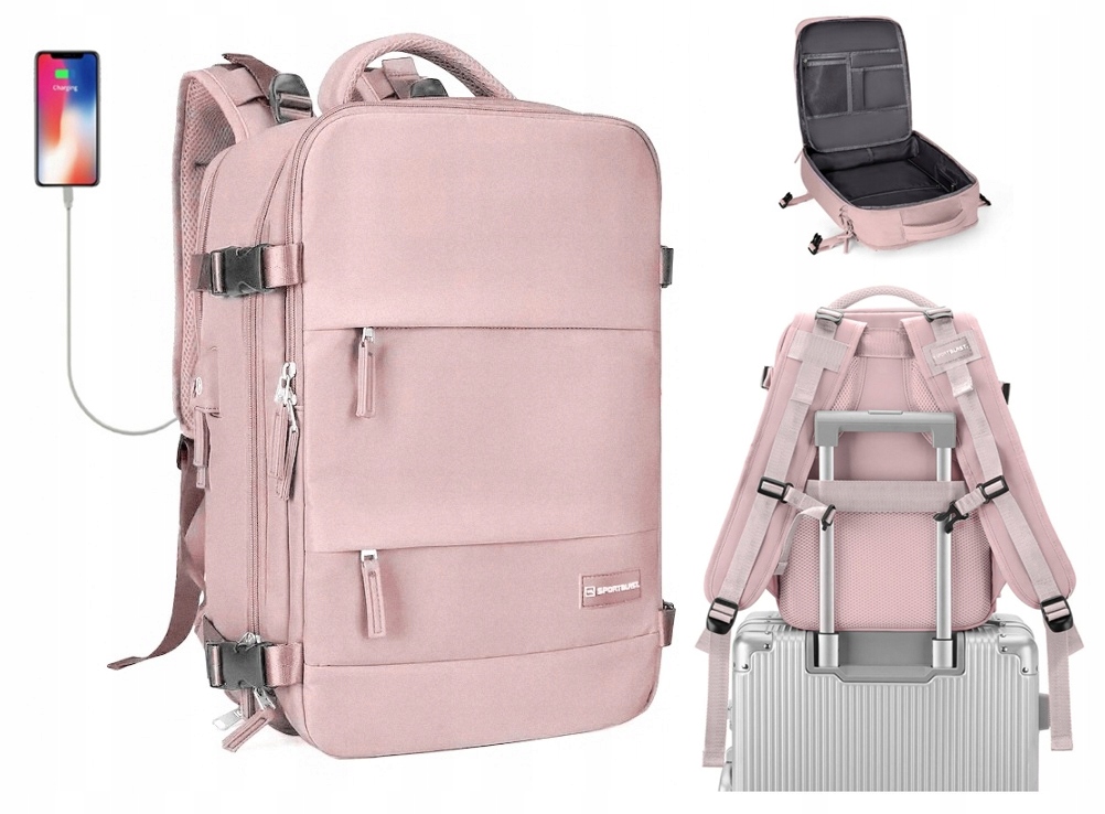 Plecak podróżny do samolotu 40x25x20 Usb Bagaż Podręczny Ryanair Wizzair