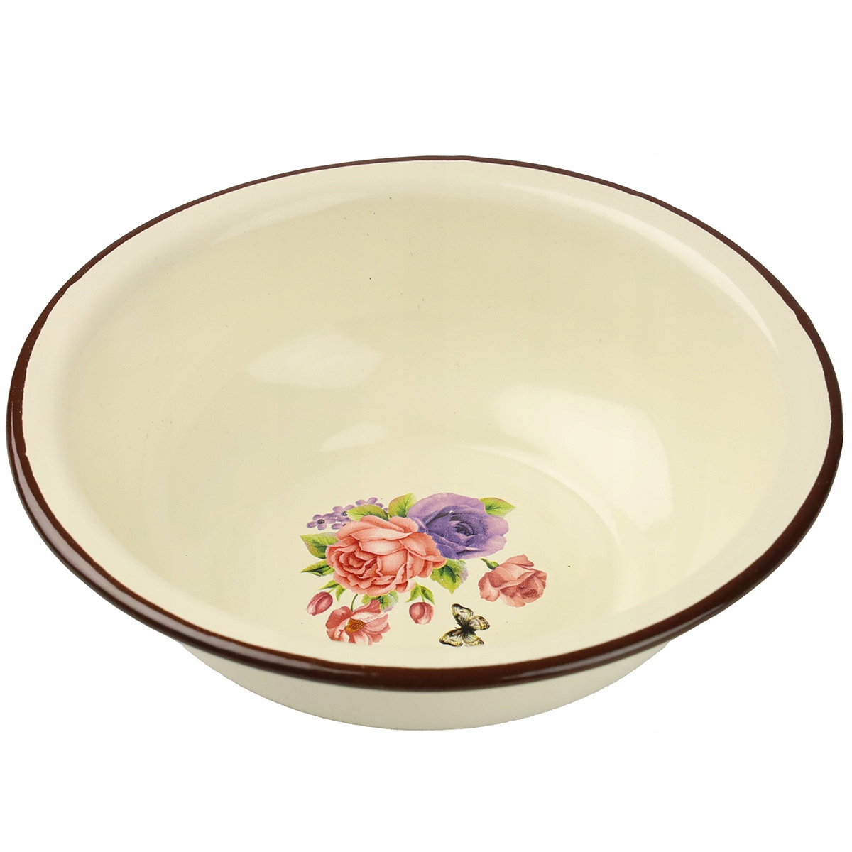 MISKA EMALIOWANA 18 CM NA ZUPĘ OWOCE WARZYWA EMALIA WZÓR KWIATY RETRO