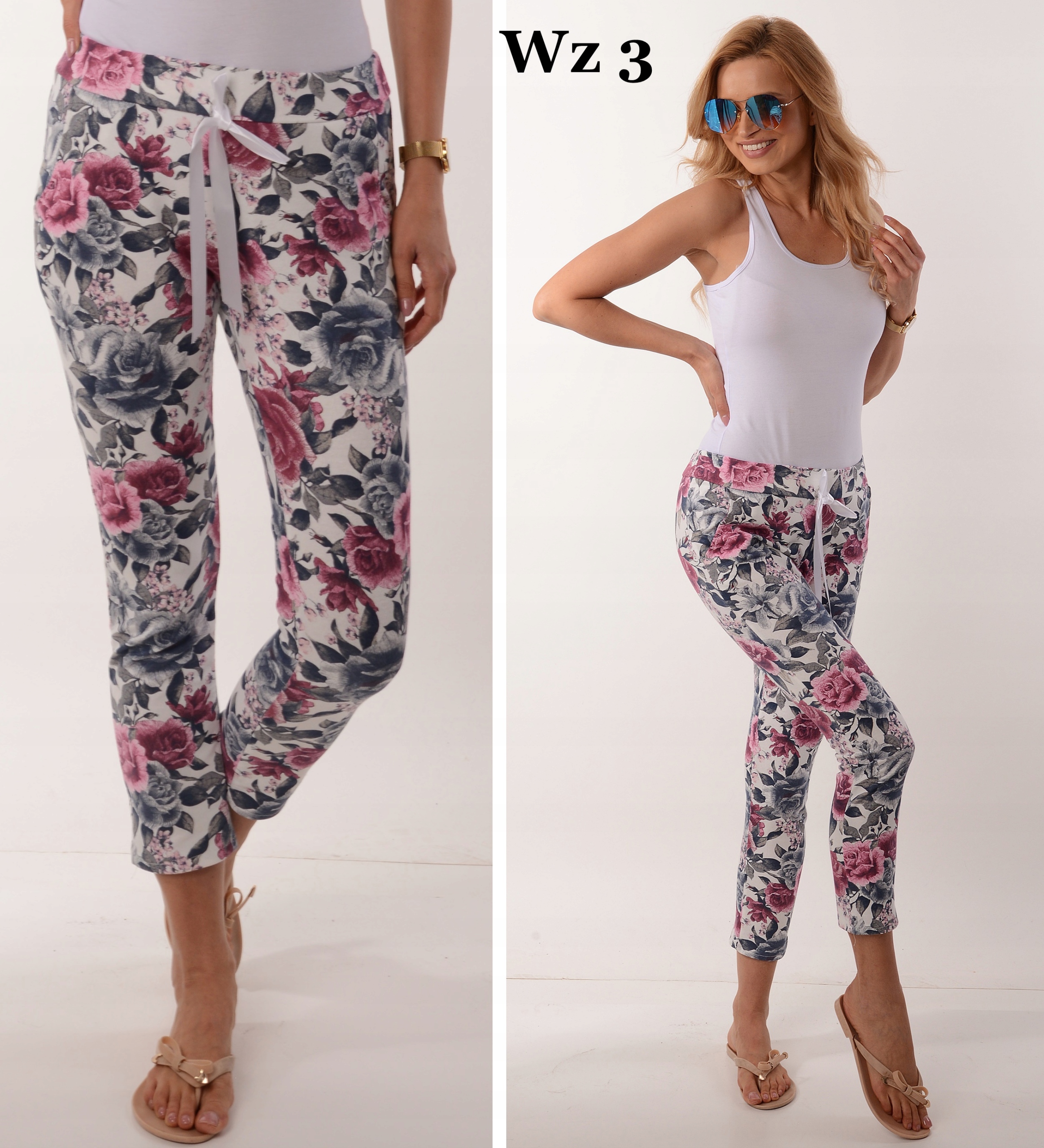 DAMSKIE Włoskie SPODNIE dresowe w kwiaty WZORY Marka Alur