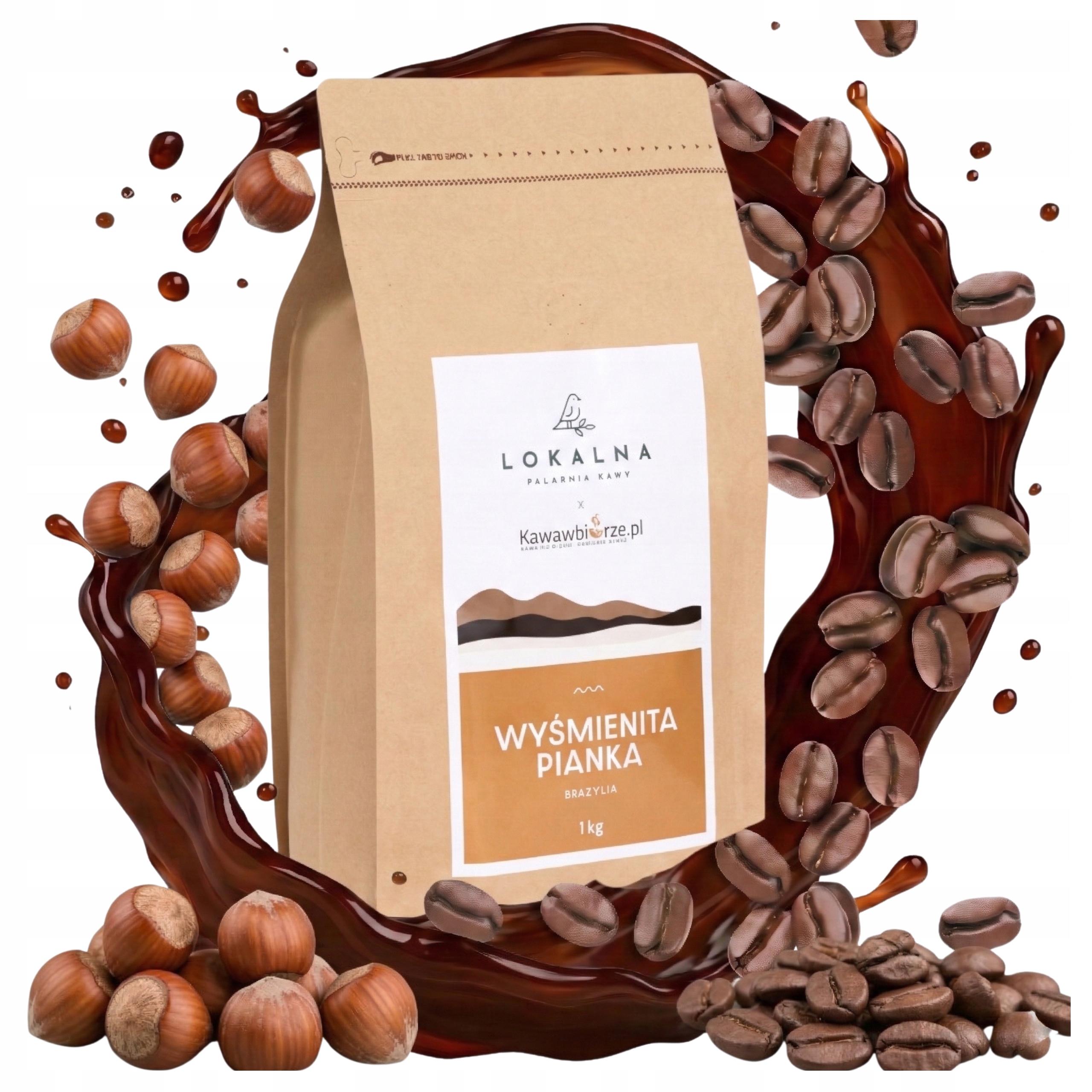 Kawa Ziarnista 1kg Arabica 100% Smakowa Orzechowa Brazylia Delikatna 1 kg