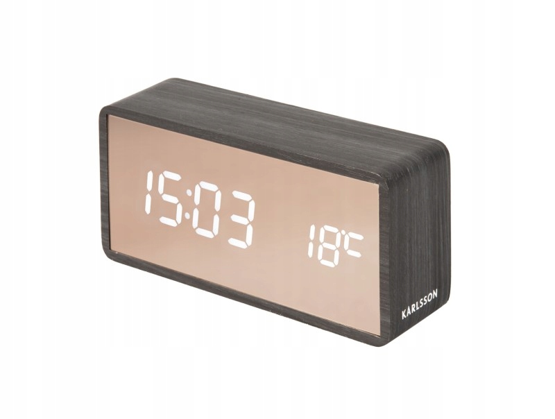 Budík Led elektornický stojací hodiny černý Copper Mirror