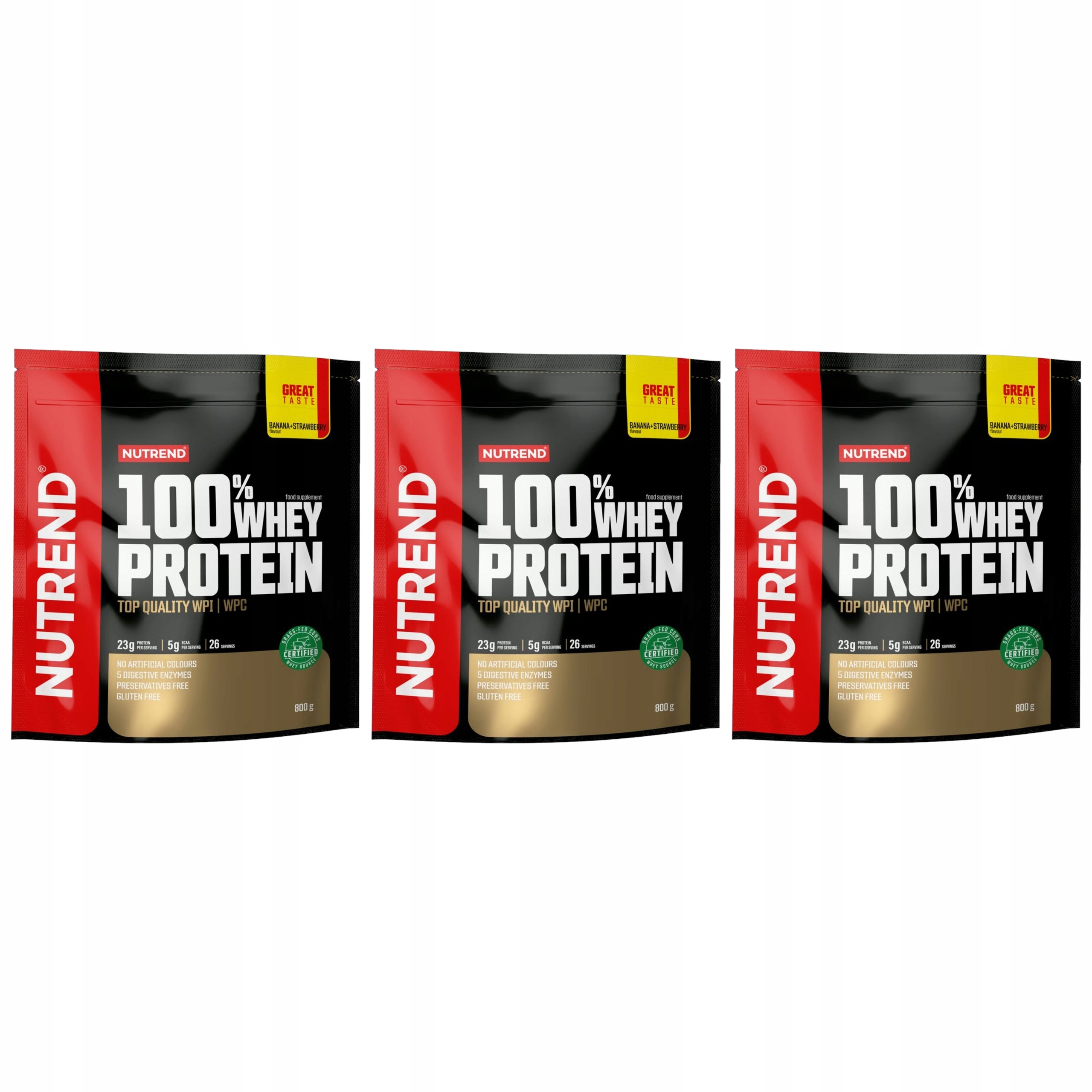 3x Bílkoviny Nutrend 100% Whey Protein Wpc Wpi 800 g Banán Jahoda Bcaa Výživa