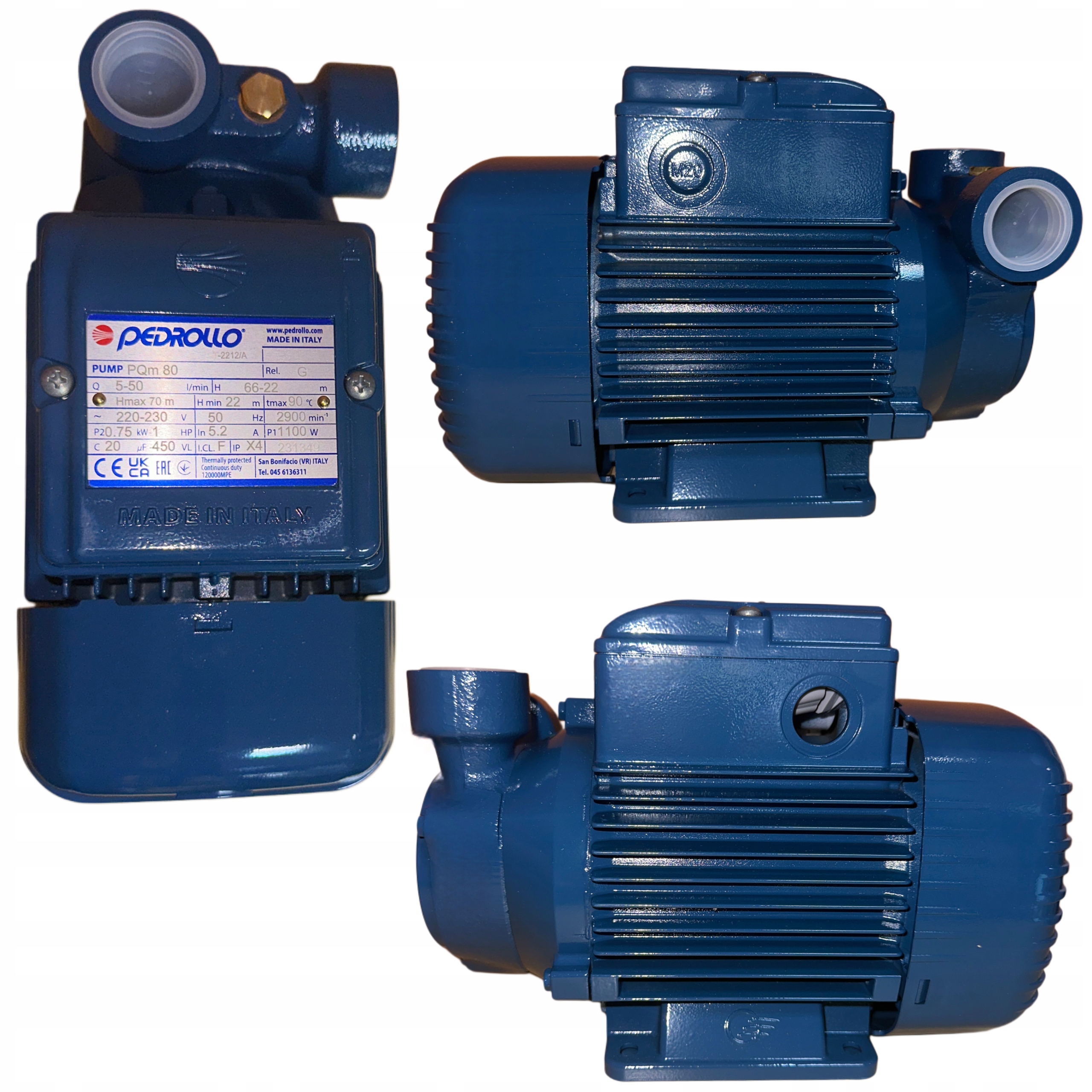 Povrchová Pumpa Na Vodu Robustná, Výkonná Talianska Pedrollo 750W, 230V PQM80