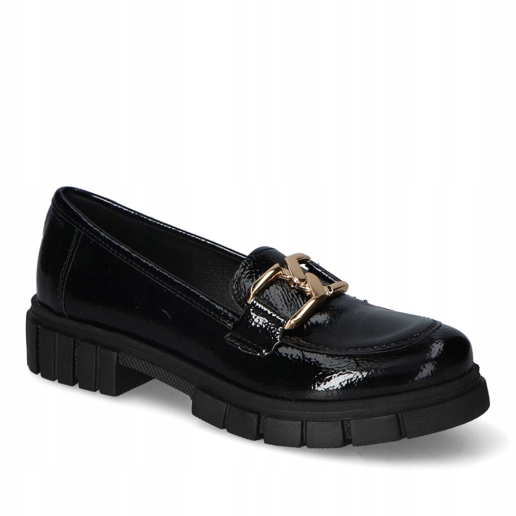 Dámské mokasíny Kamex-But Prato Černé Kožené laky s ozdobou 36