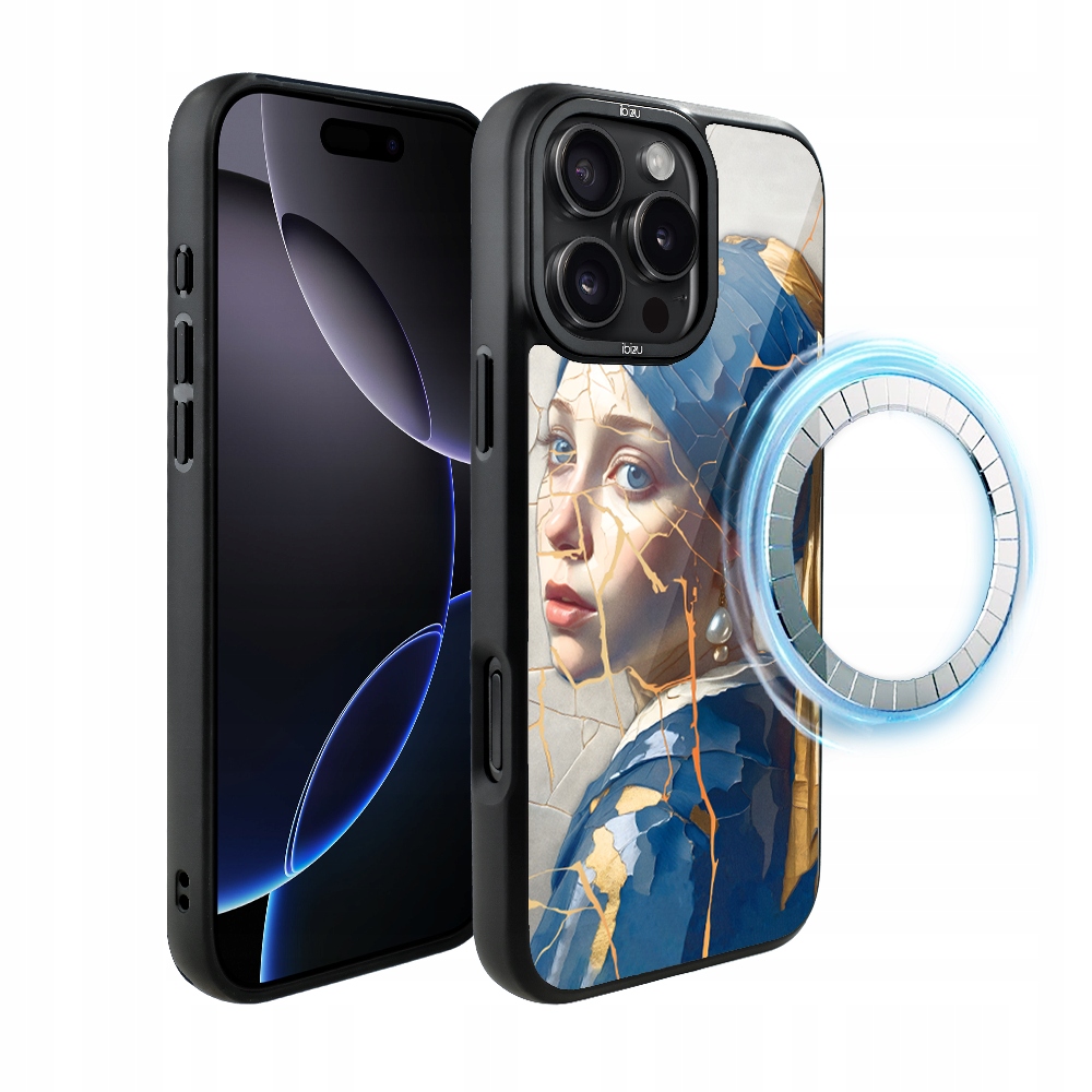 Pouzdro pro iPhone 16 Pro Ibizu DropGuard Matt s MagSafe, žena s perlou