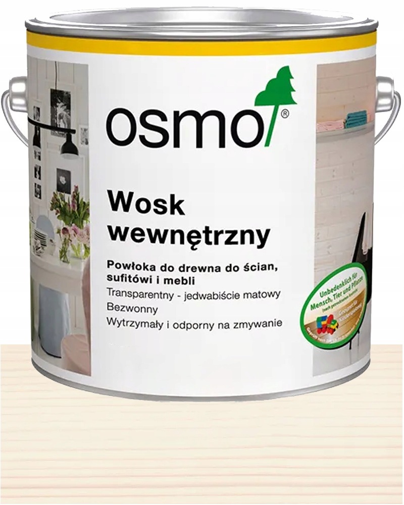 Osmo Vnútorný vosk na drevo Biely Transparentný 7393 2,5L