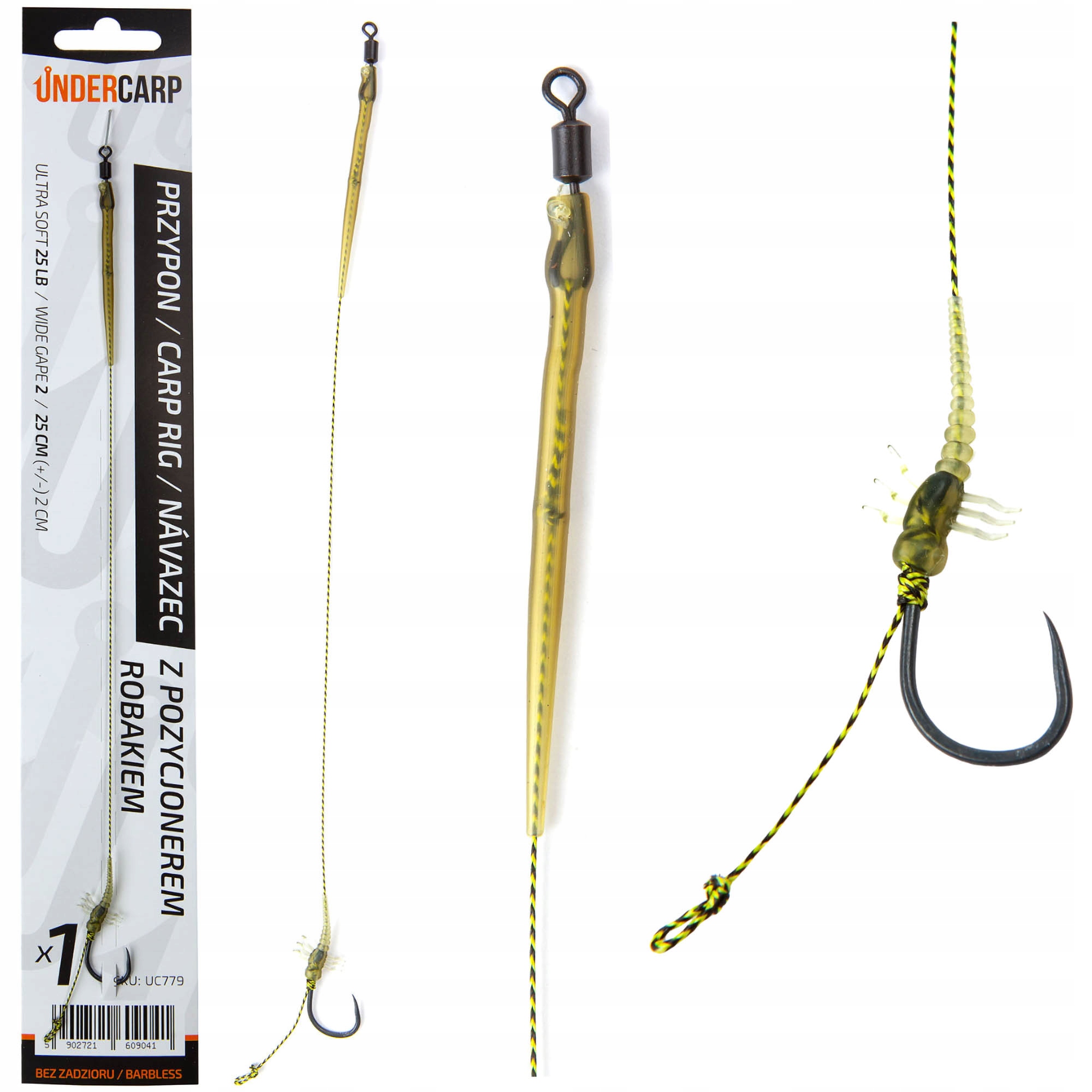 Przypon Karpiowy Undercarp Z Pozycjonerem Robakiem Bezzadziorowy 6