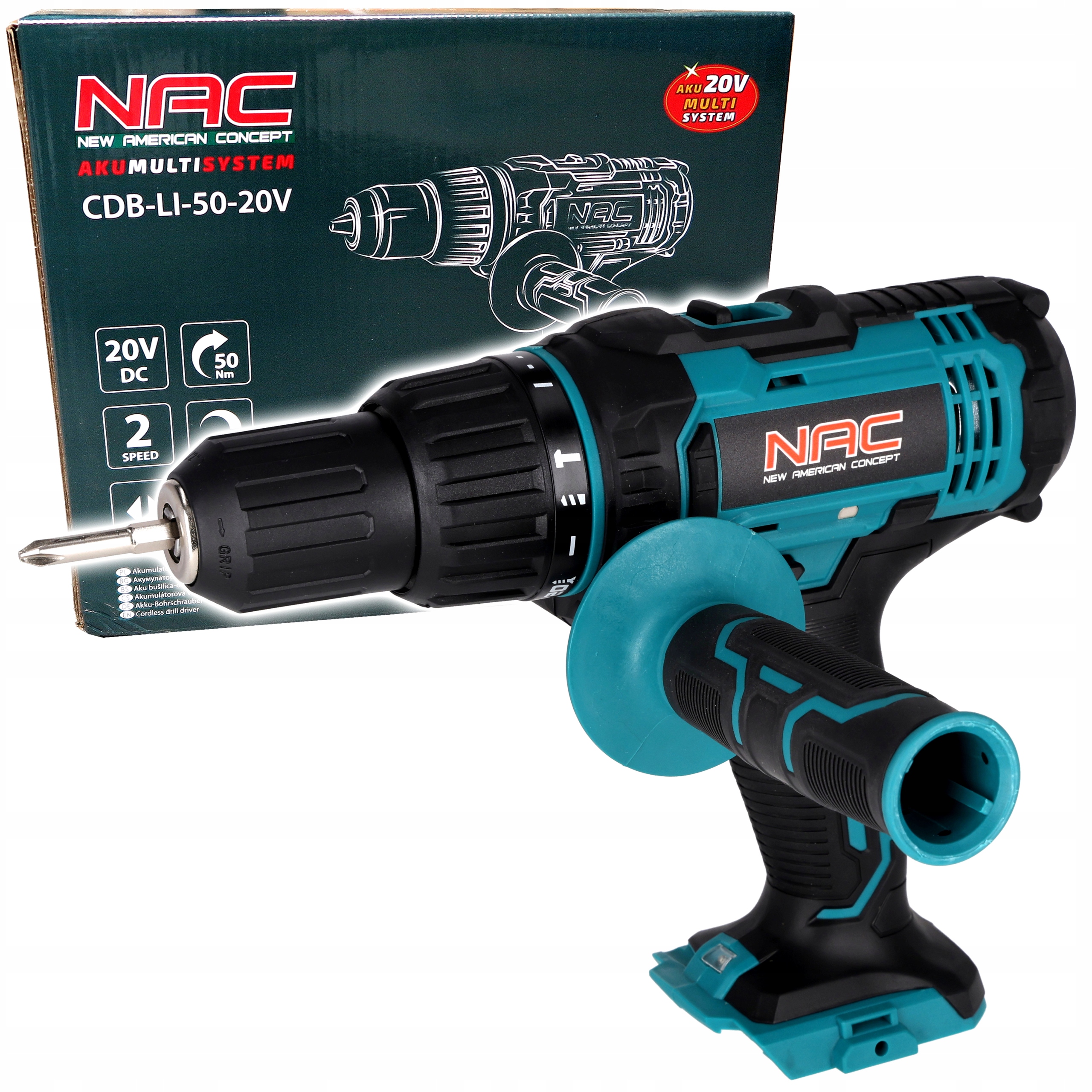 Wiertarko-wkrętarka z udarem Nac CDB-LI-50-20V 50NM