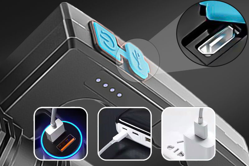 LEKKA MOCNA LATARKA LED Z RĄCZKĄ WODOODPORNA WOJSKOWA KABEL USB LED 4 TRYBY Liczba trybów 4