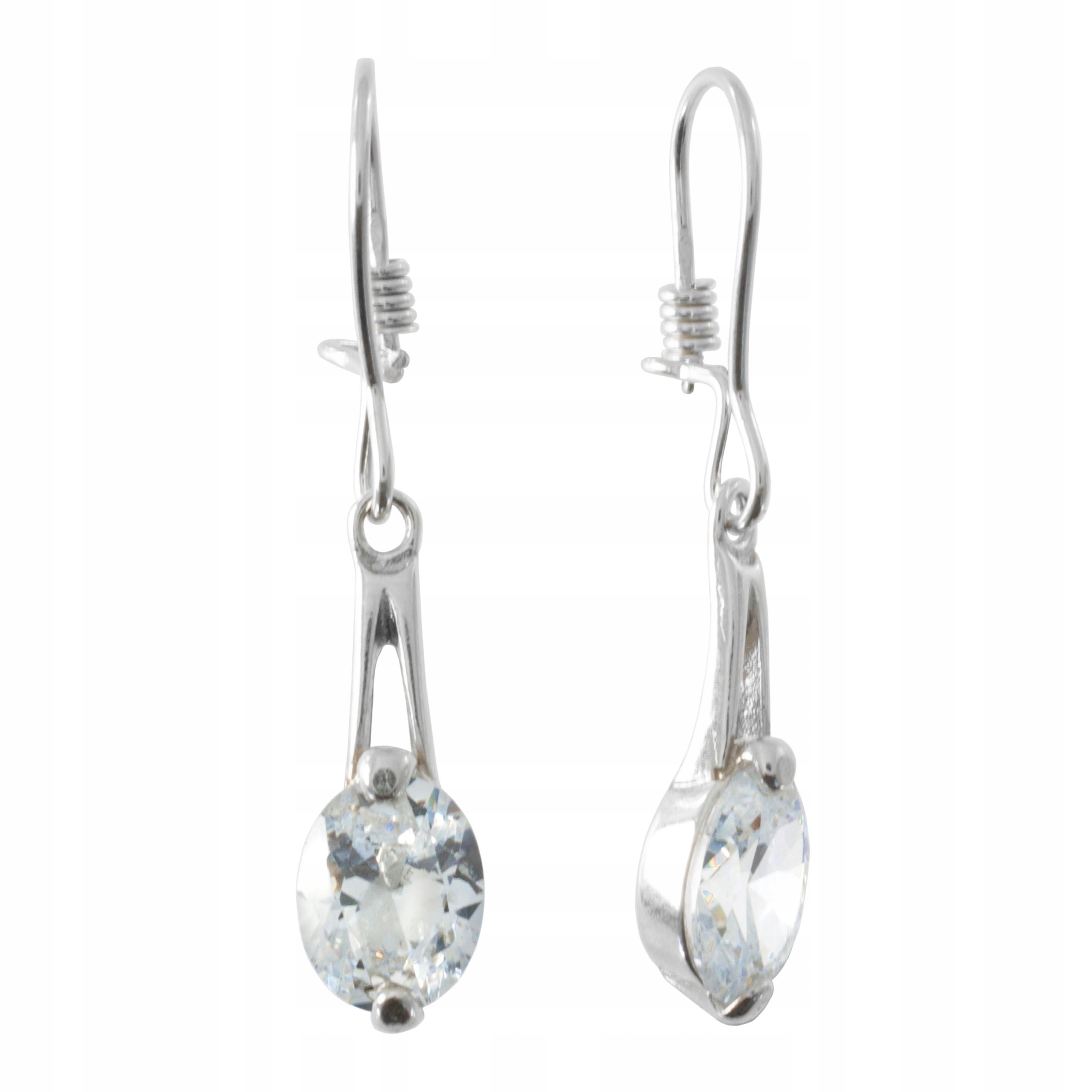 Elegantní Stříbrné Náušnice S Oválným Zirkonem 925