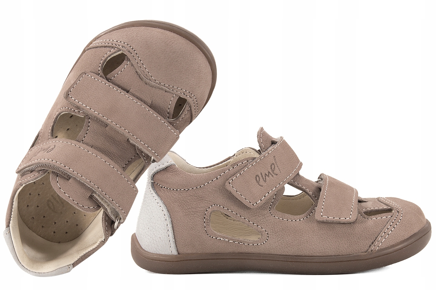 Emel E2825-4 Barefoot Półbuty Wycinane Sandały Pełne Skórzane taupe 20