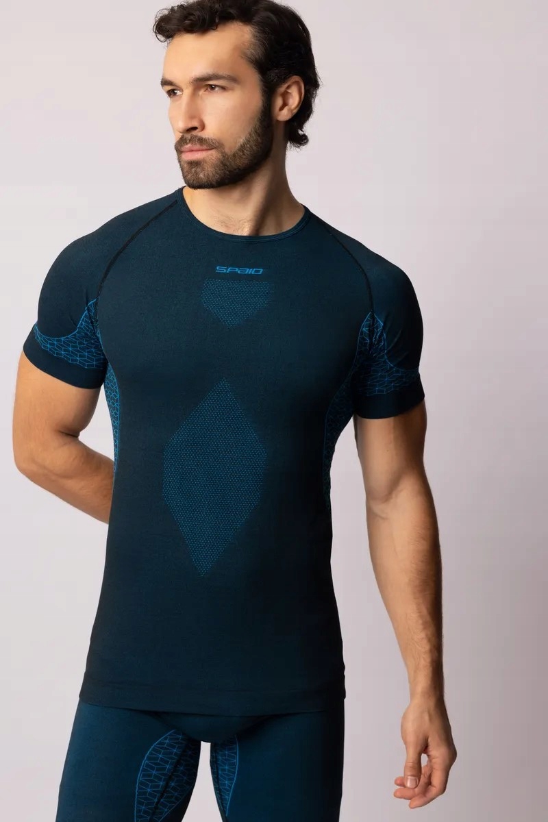 Męska koszulka termoaktywna z krótkim rękawem Spaio Breeze Black/Blue r.M