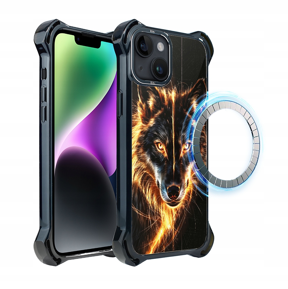 Pouzdro pro iPhone 14 Plus Ibizu DropGuard Ultra s MagSafe, Ohnivý vlk